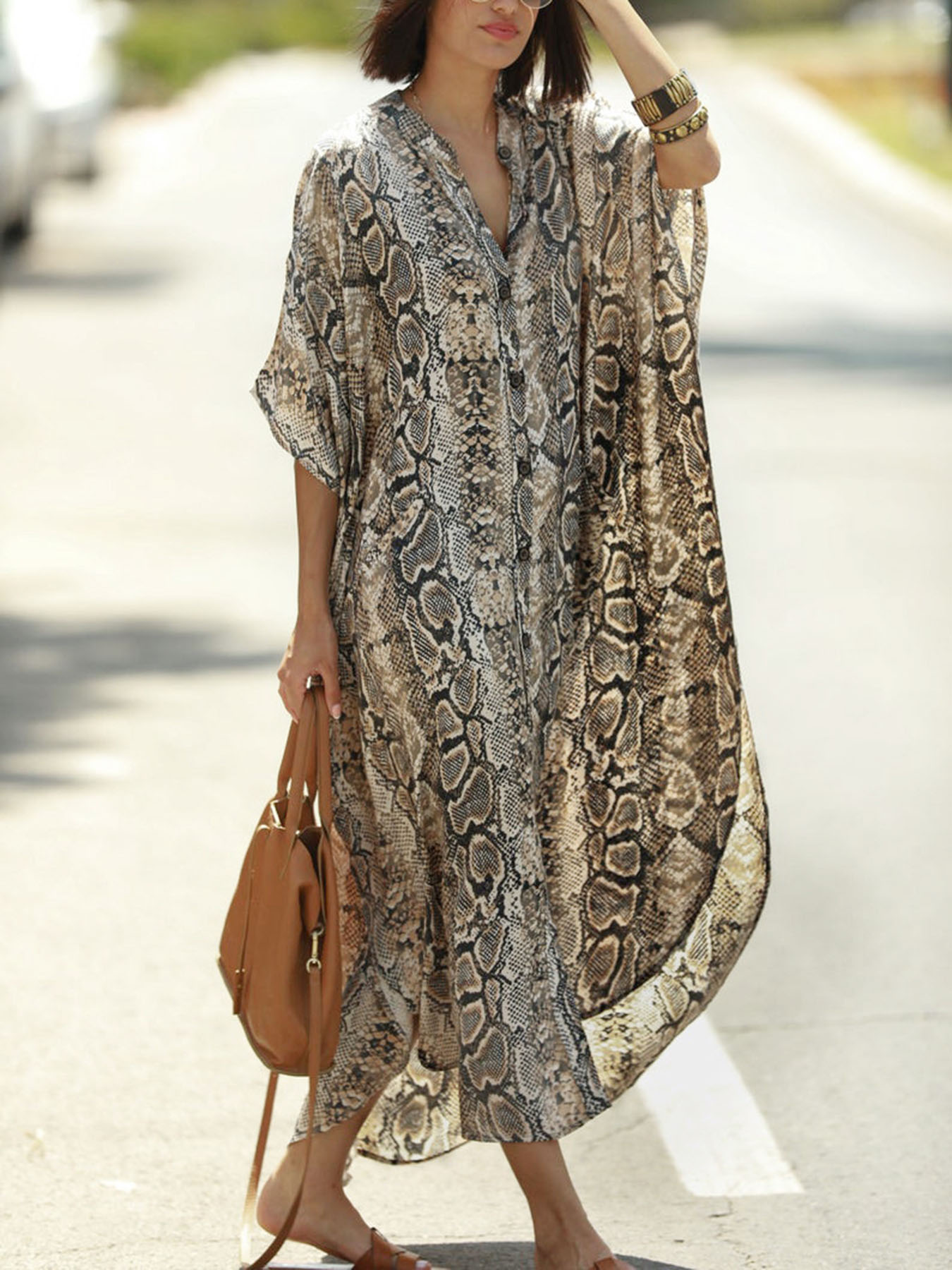 Cover Up Kaftan - Plażowa narzutka z motywem bohemy |