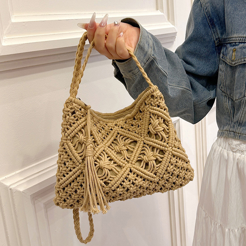 Crochet Bag Raffia - Moda tkane torby na ramię z