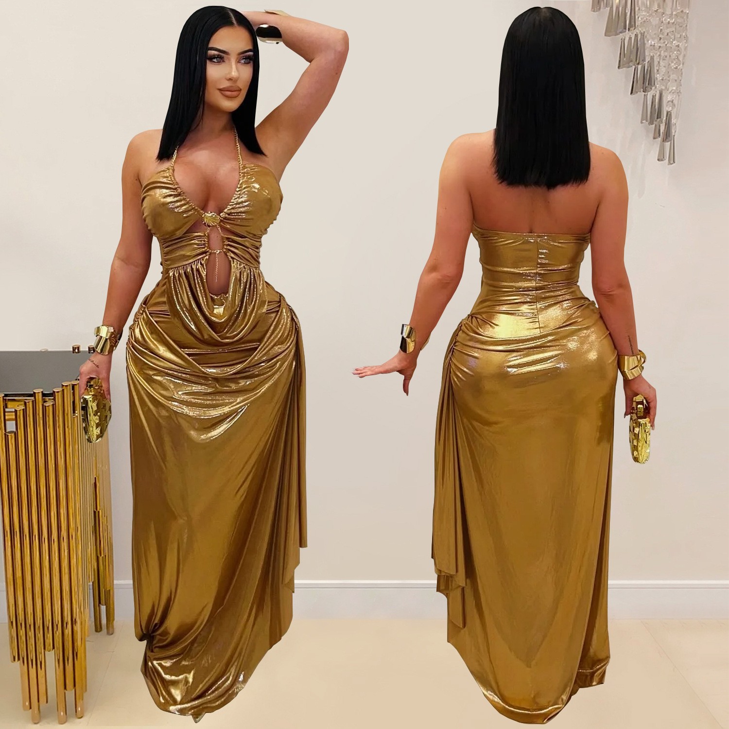 Maxi Dress Halter - Sukienka dla gościa weselnego, wieczorowa sukienka