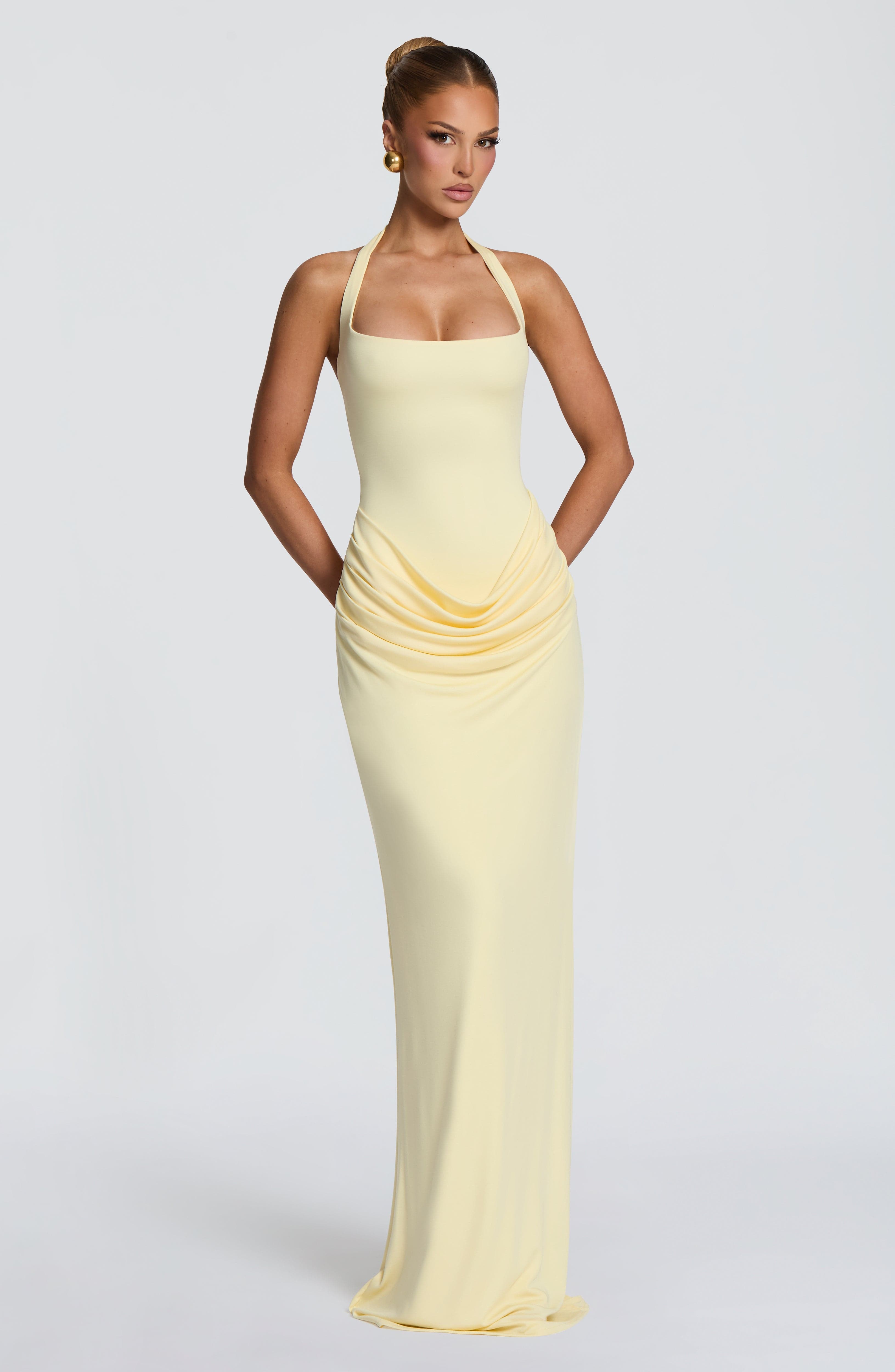 Maxi Dress Halter - Sukienka maxi z kwadratowym dekoltem typu