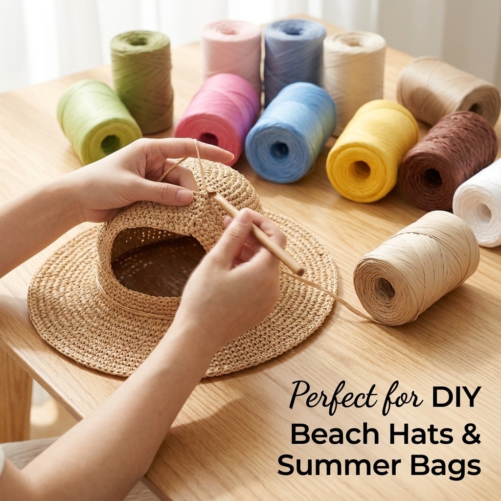 Crochet Bag Raffia - 150m DIY Naturalna Papierowa Rafia Miękka