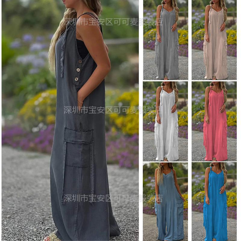 Luźny letni kombinezon, casual – Jumpsuit Linen Relaxed recenzja i cena